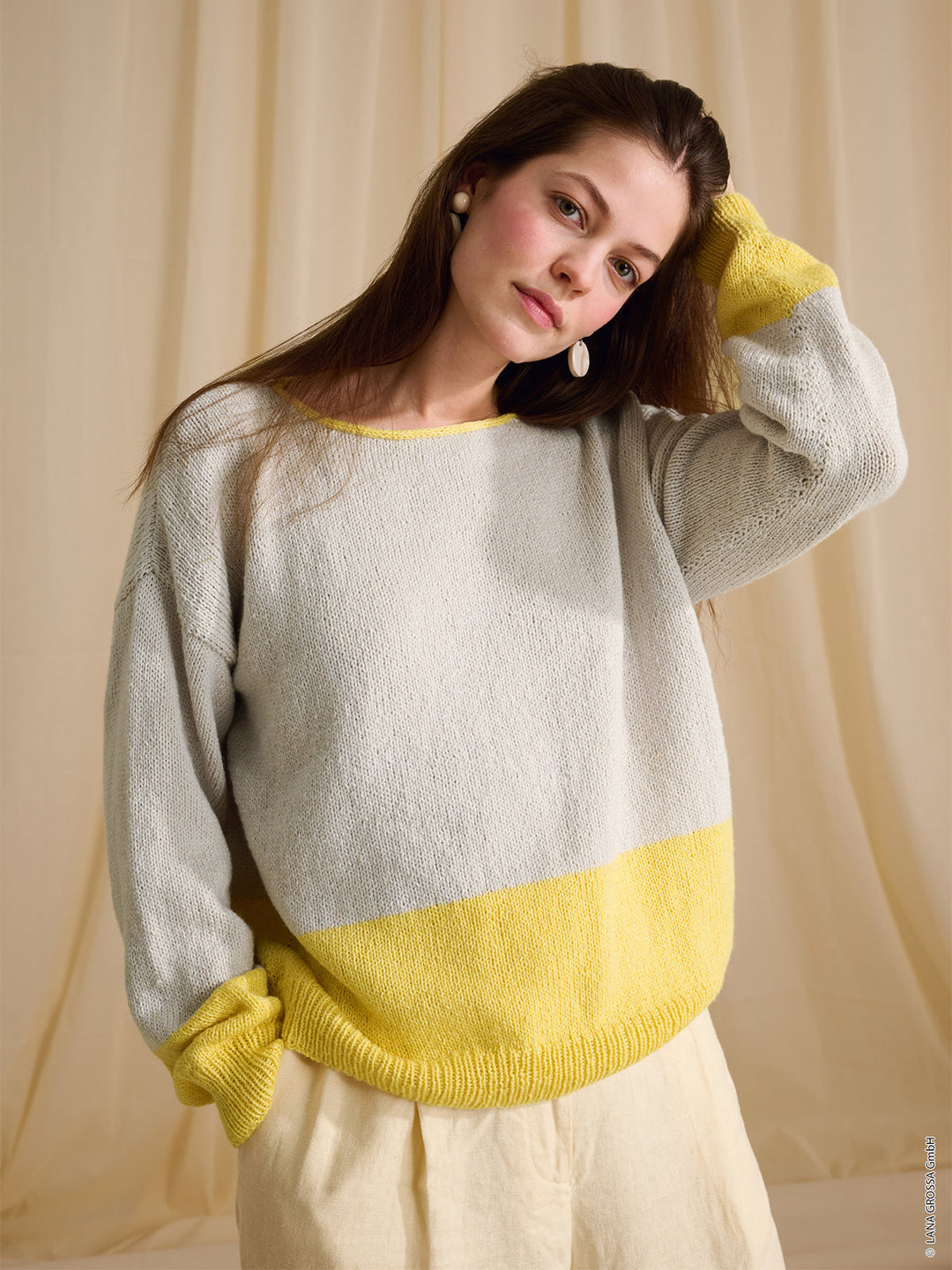 Strickpaket Alta Moda Cotolana Colorblock-Pullover