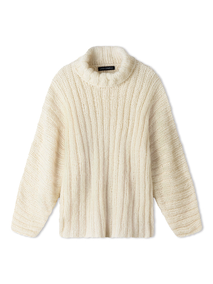 Strickpaket Mohair Di Gio Pullover mit Fledermausärmeln – Top-down