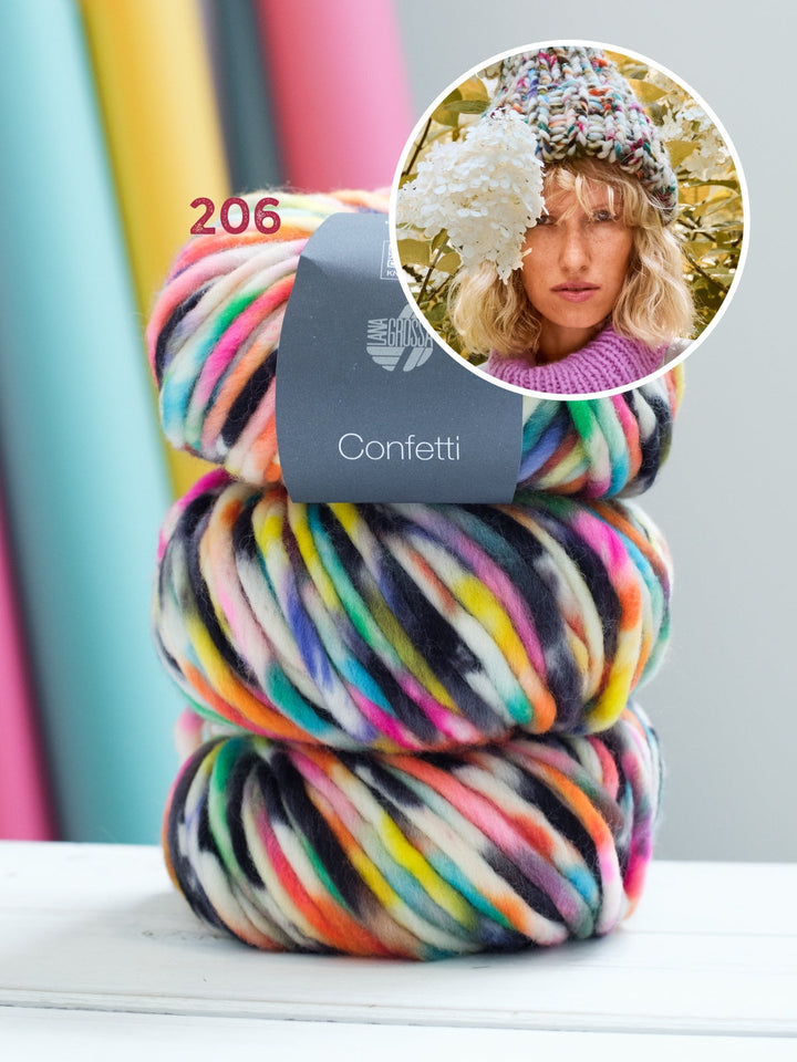 Strickpaket Confetti Rippenmütze