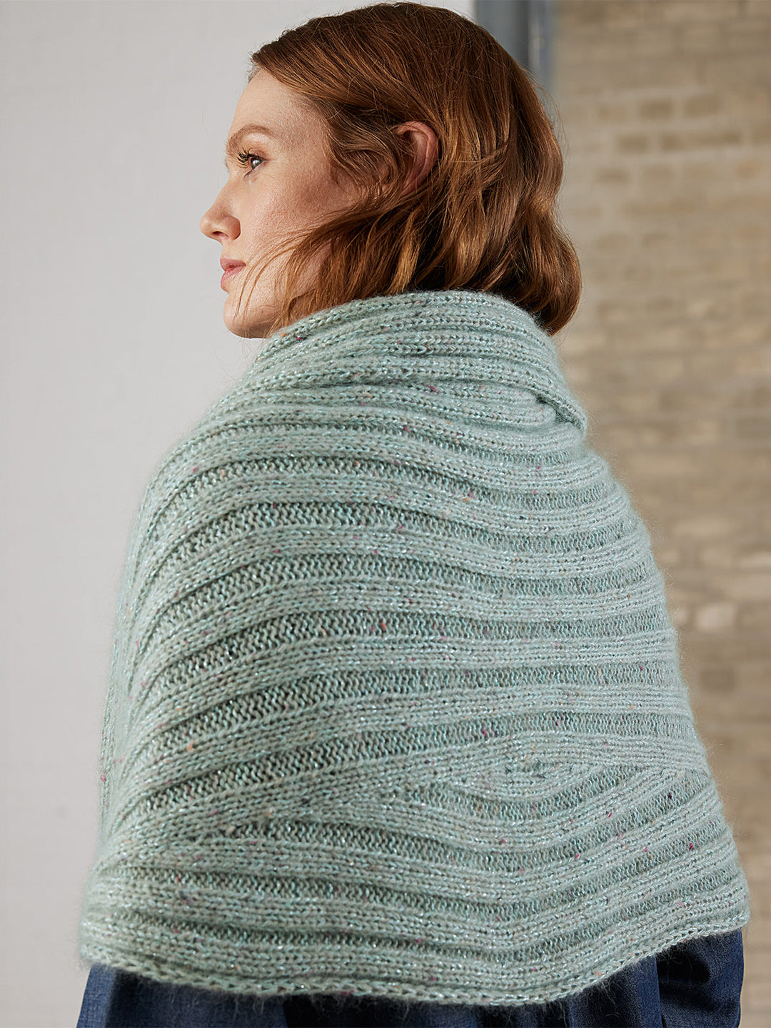 Strickpaket Ecopuno, Brillino & Natural Superkid Tweed Rippenstola mit Schlitz
