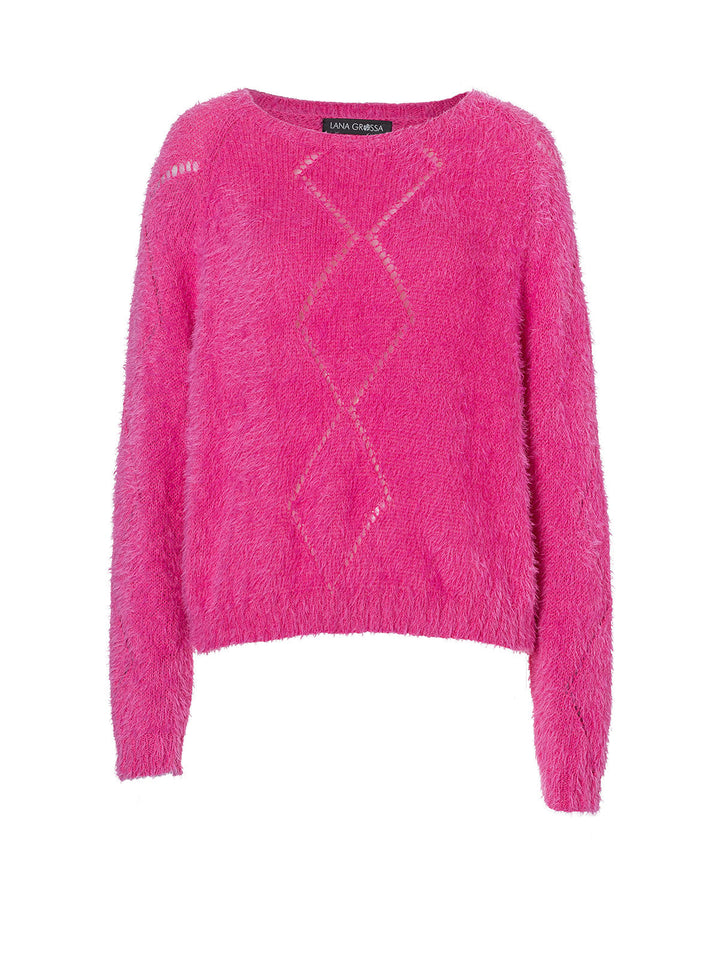 Strickpaket Per Fortuna Pullover im Rautenmuster