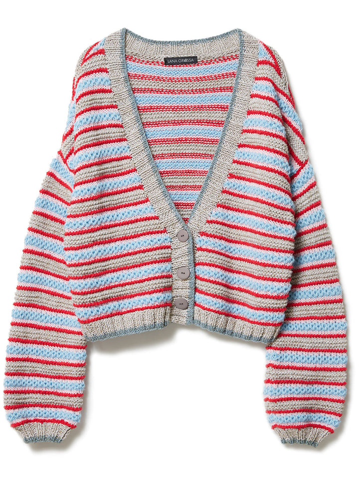 Strickpaket Streifencardigan im Garnmischung
