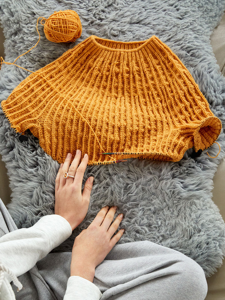 Strickpaket Cool Wool Pullover mit Rundpasse - kurze Ärmel
