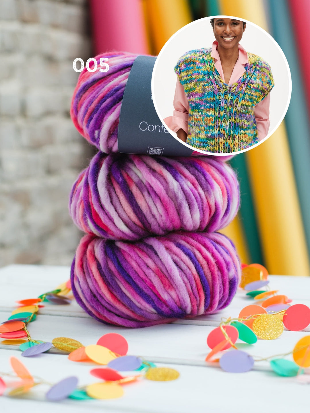 Strickpaket Confetti Pullunder mit Halbpatentmuster