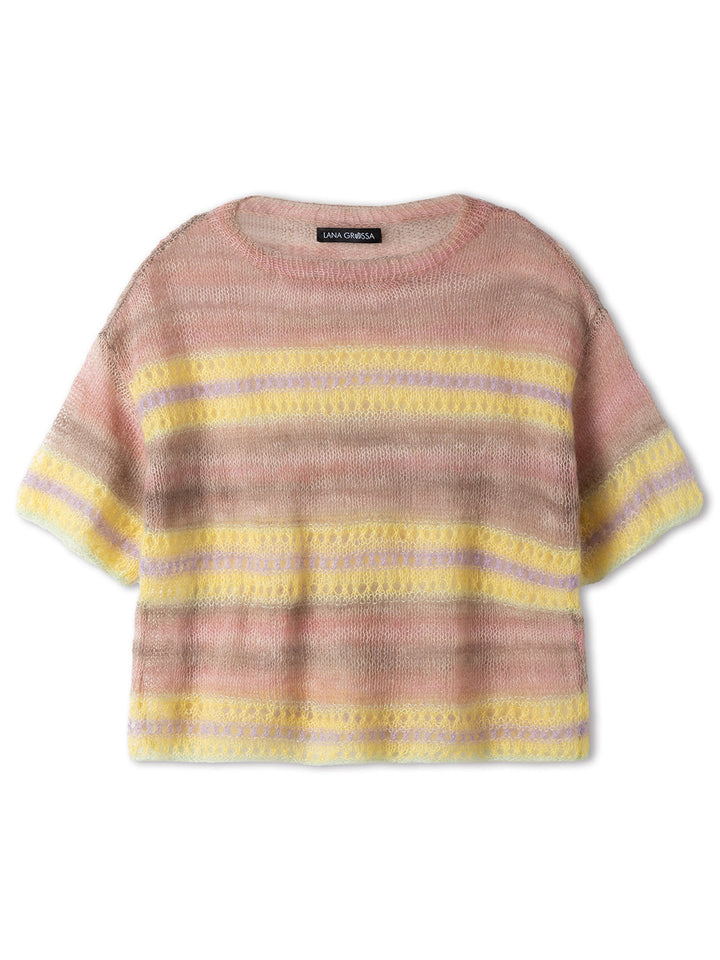 Strickpaket Silkhair Cottonhair Shirt mit Ajourmuster