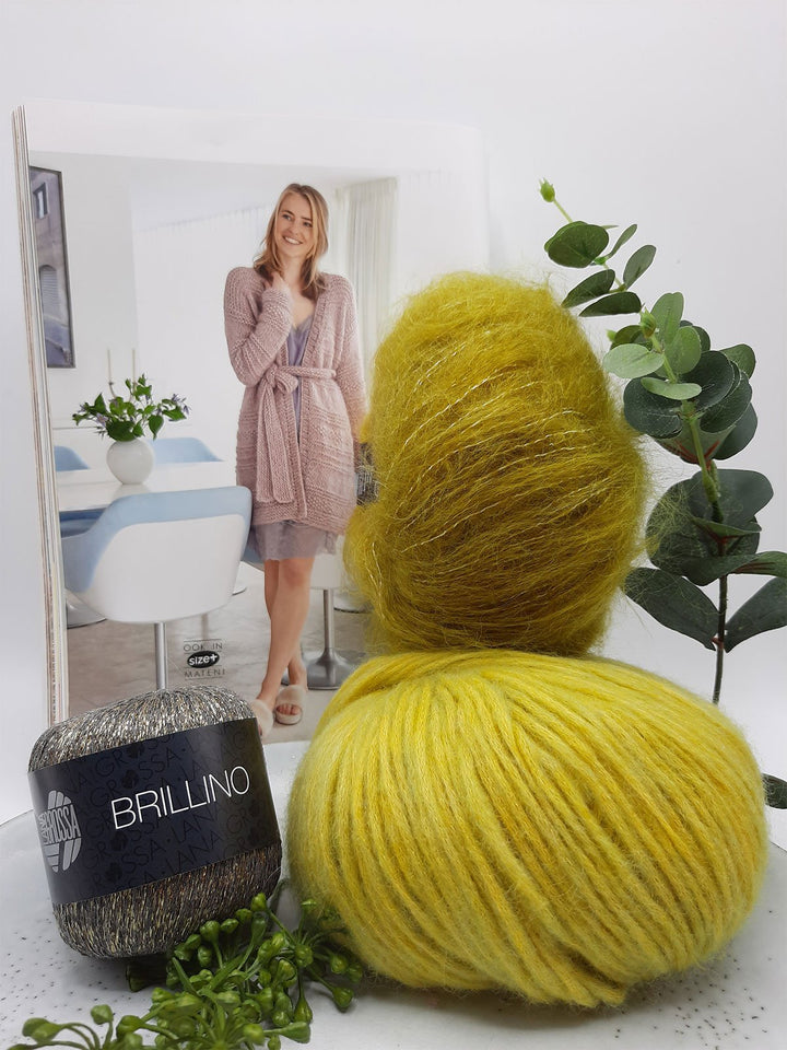 Strickpaket Brigitte No. 2 & Brigitte No. 3 & Brillino Cardigan in Querrippen