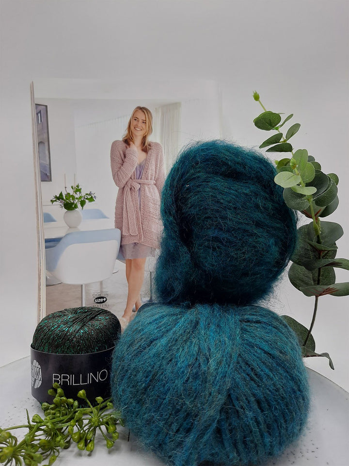 Strickpaket Brigitte No. 2 & Brigitte No. 3 & Brillino Cardigan in Querrippen