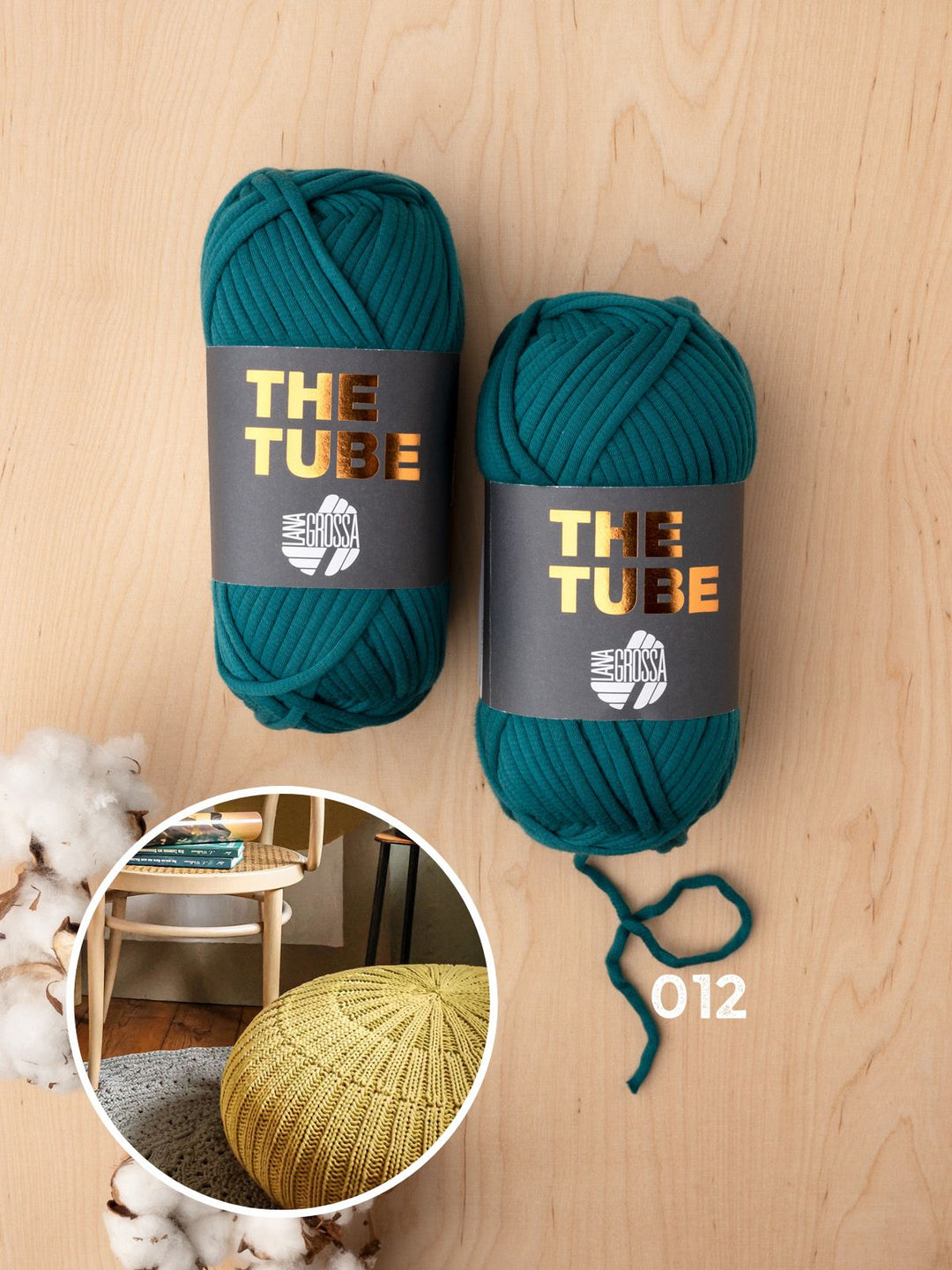 Strickpaket The Tube Boden-Pouf in Rippen