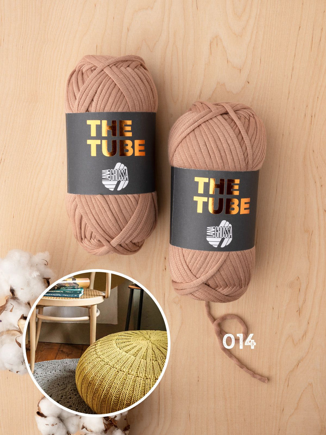 Strickpaket The Tube Boden-Pouf in Rippen