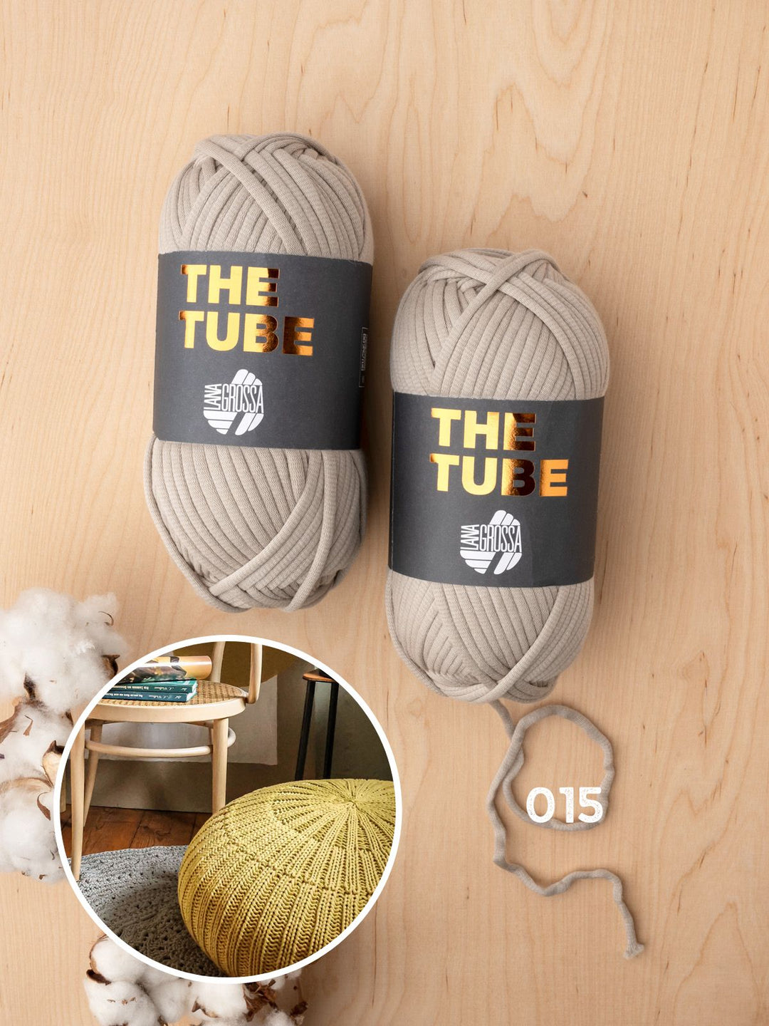 Strickpaket The Tube Boden-Pouf in Rippen