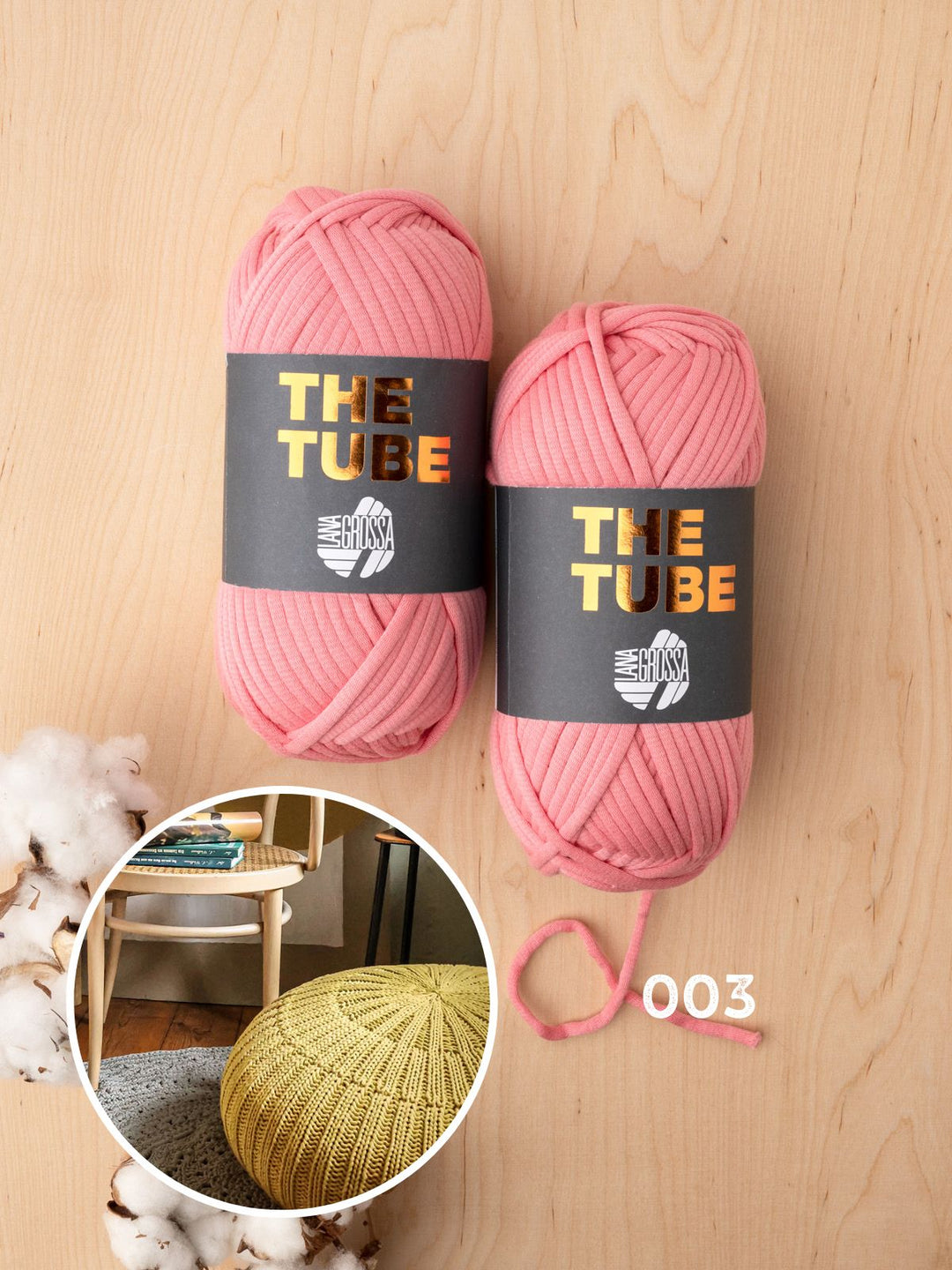 Strickpaket The Tube Boden-Pouf in Rippen