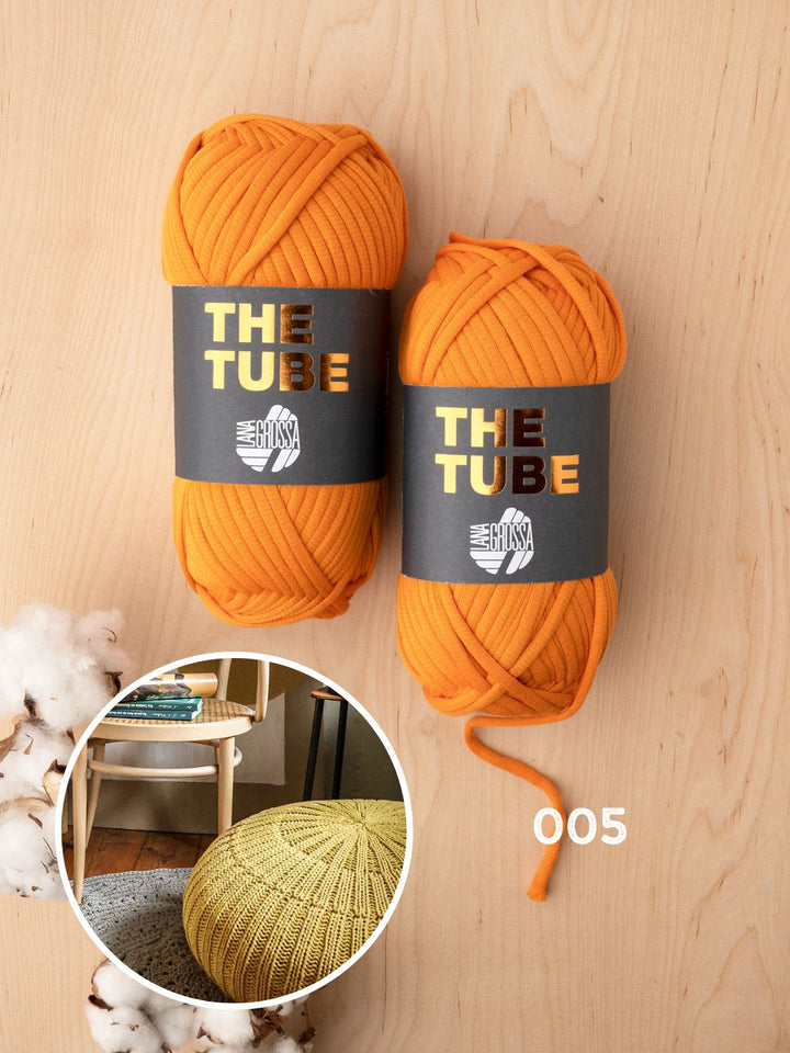 Strickpaket The Tube Boden-Pouf in Rippen