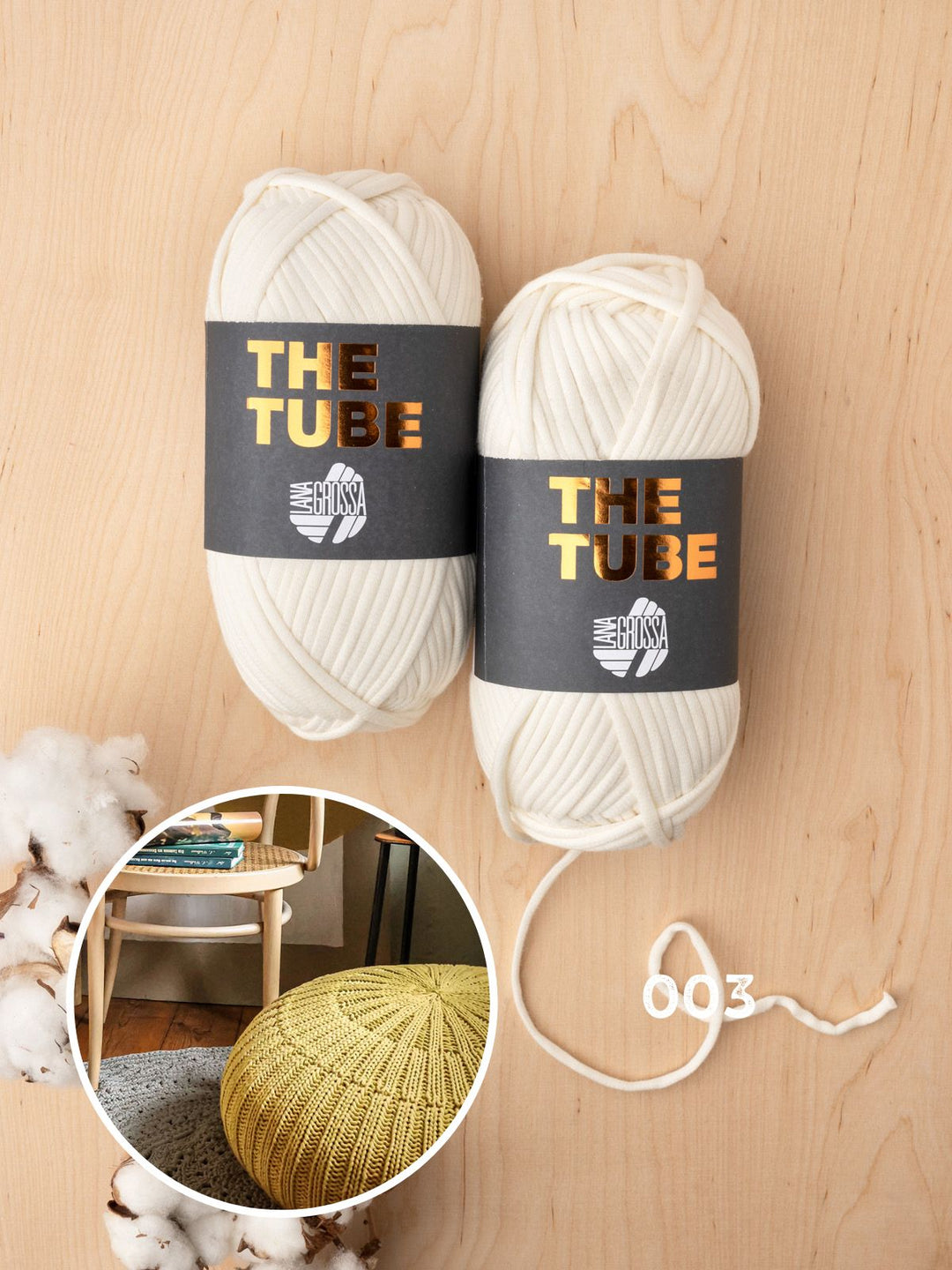 Strickpaket The Tube Boden-Pouf in Rippen