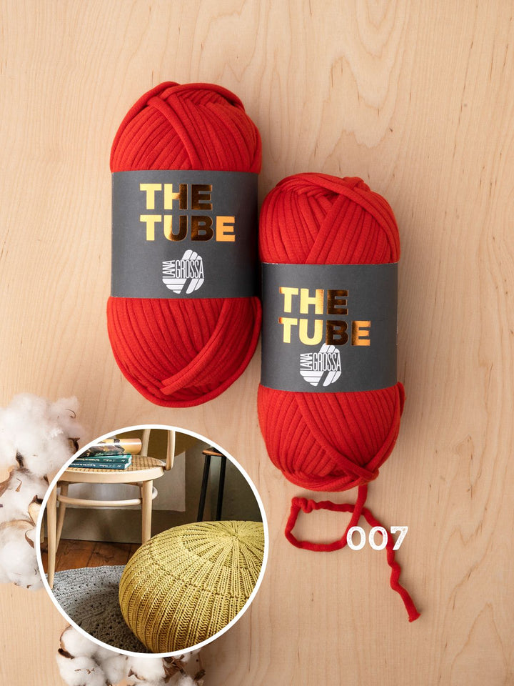 Strickpaket The Tube Boden-Pouf in Rippen