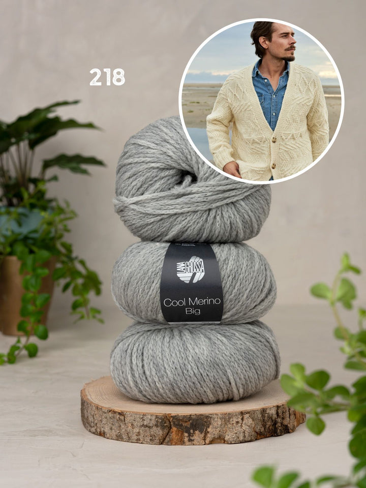 Strickpaket Cool Merino Big Jacke mit V-Ausschnitt - für ihn