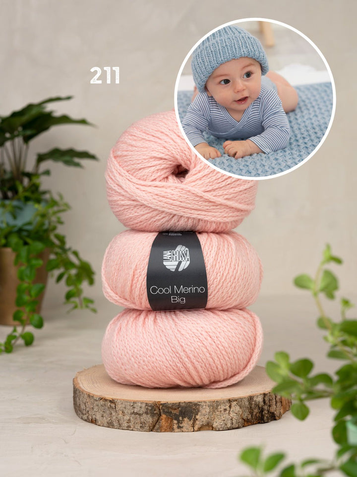 Strick- und Häkelpaket Cool Merino Big Babyset - Decke und Mütze