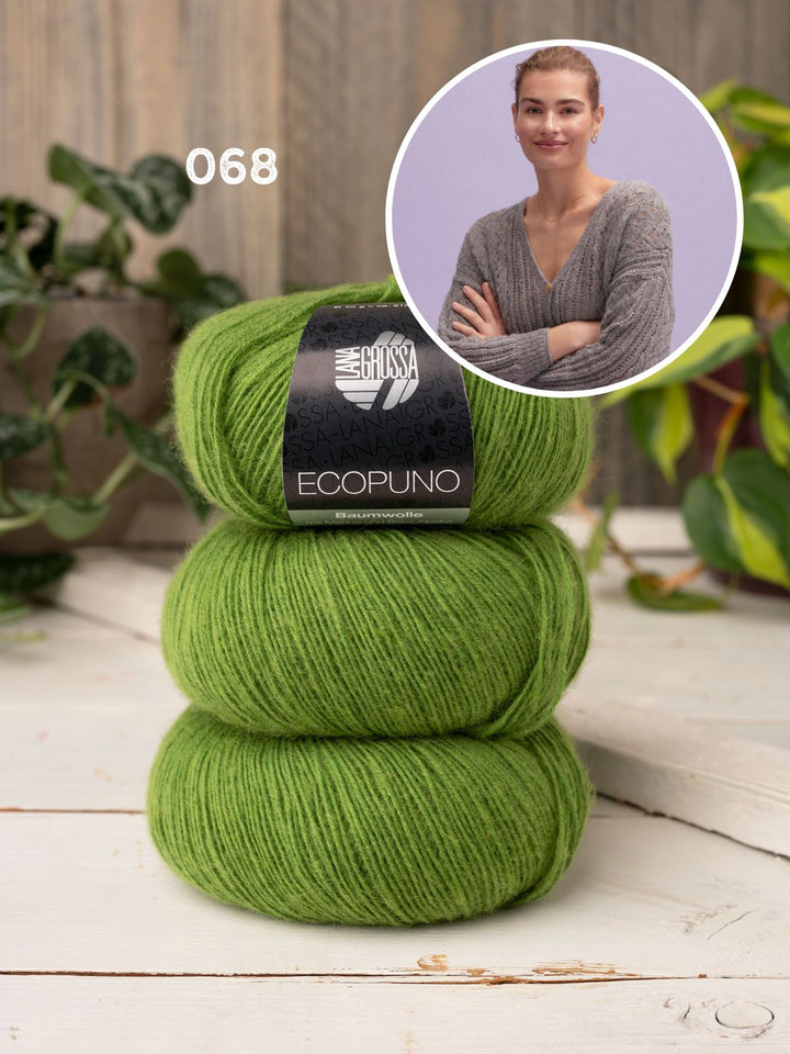 Strickpaket Ecopuno Jacke im Ajourmuster