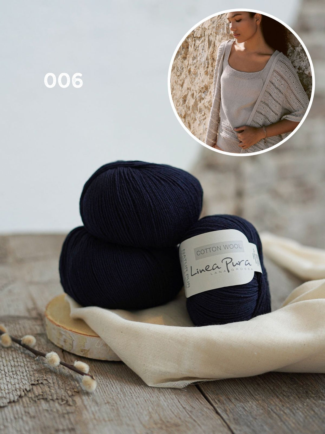 Strickpaket Cotton Wool Jacke im Lochmuster
