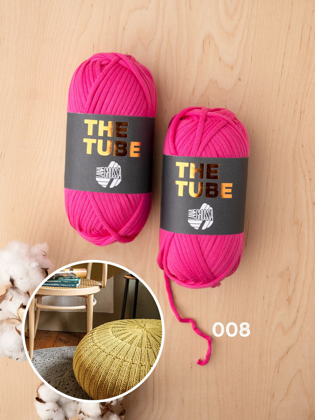 Strickpaket The Tube Boden-Pouf in Rippen