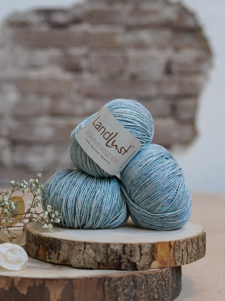 Landlust Sommerseide mélange 106 Mint / Jeans / Grau