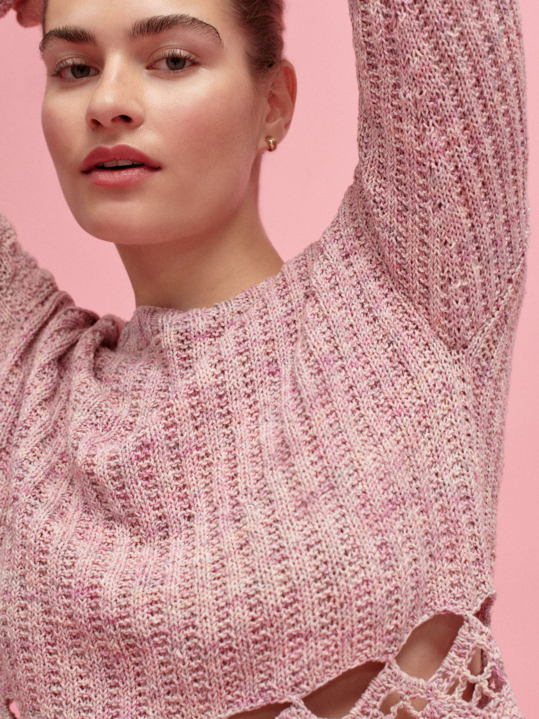 Strickpaket Sommerseide Pullover mit Häkelborte