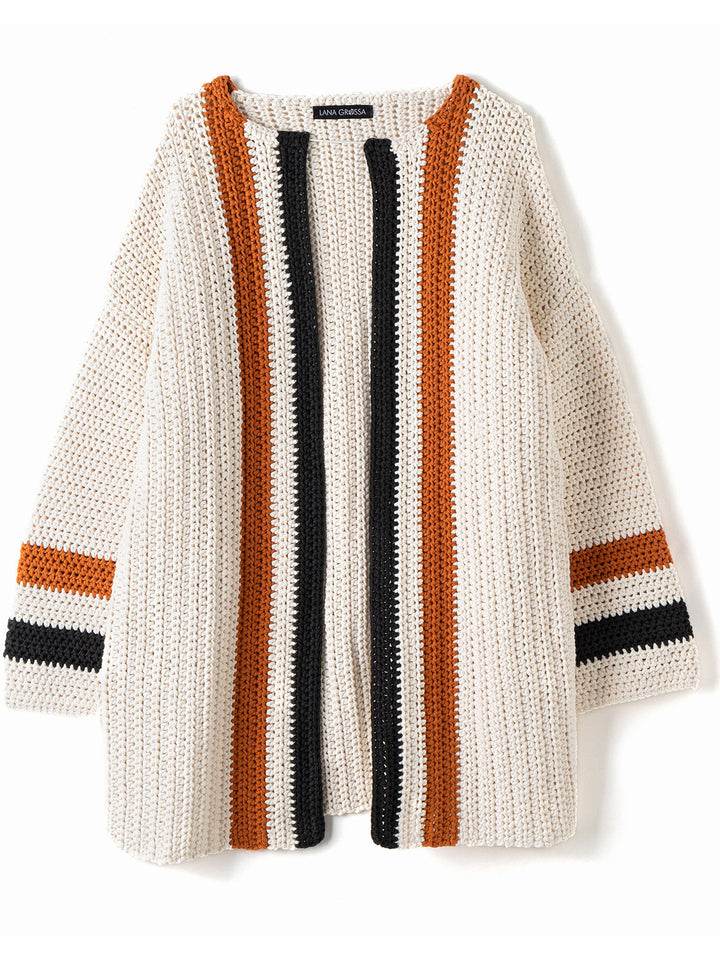 Häkelpaket The Tube Fine Cardigan mit Kontraststreifen