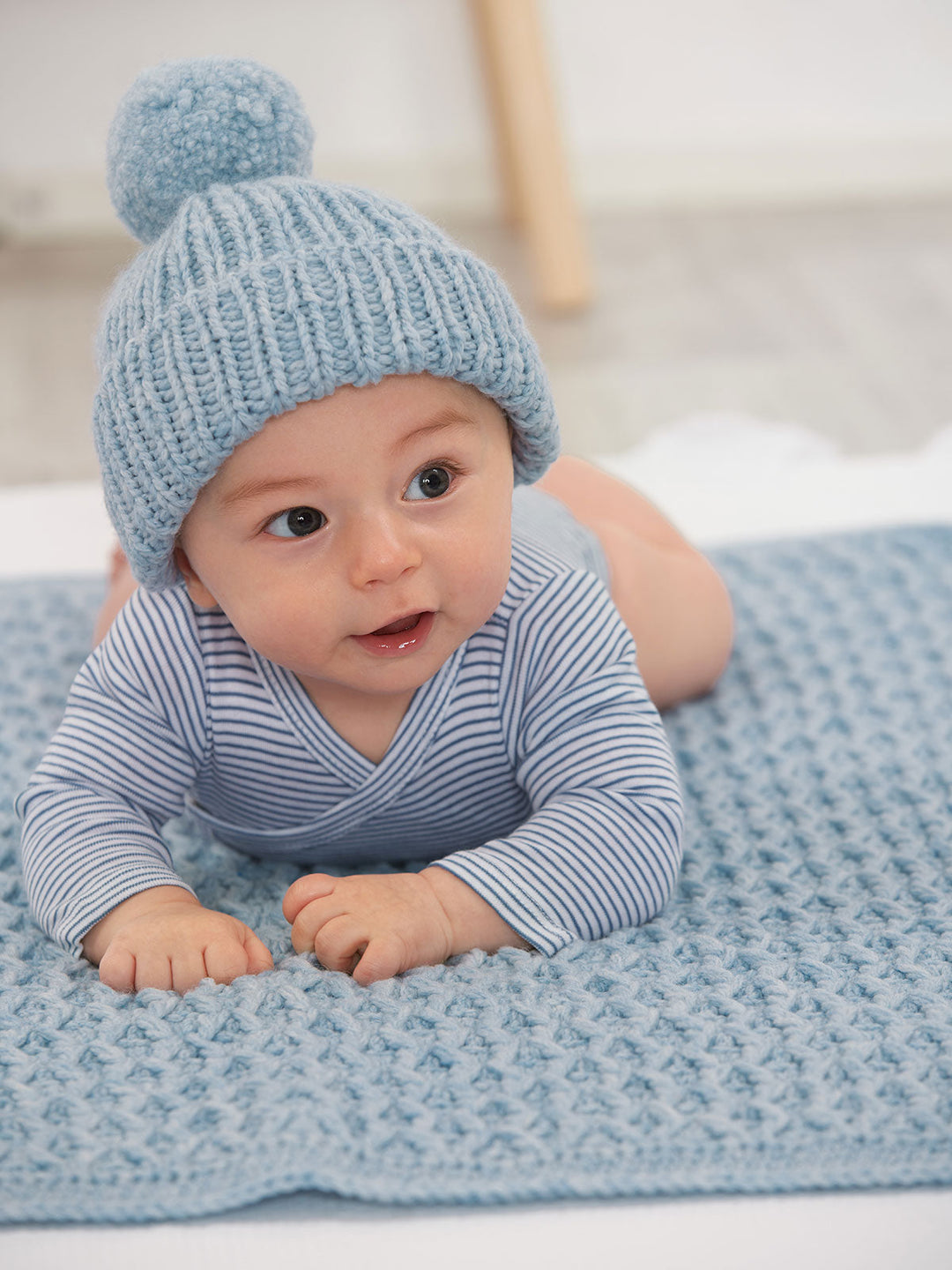 Strick- und Häkelpaket Cool Merino Big Babyset - Decke und Mütze