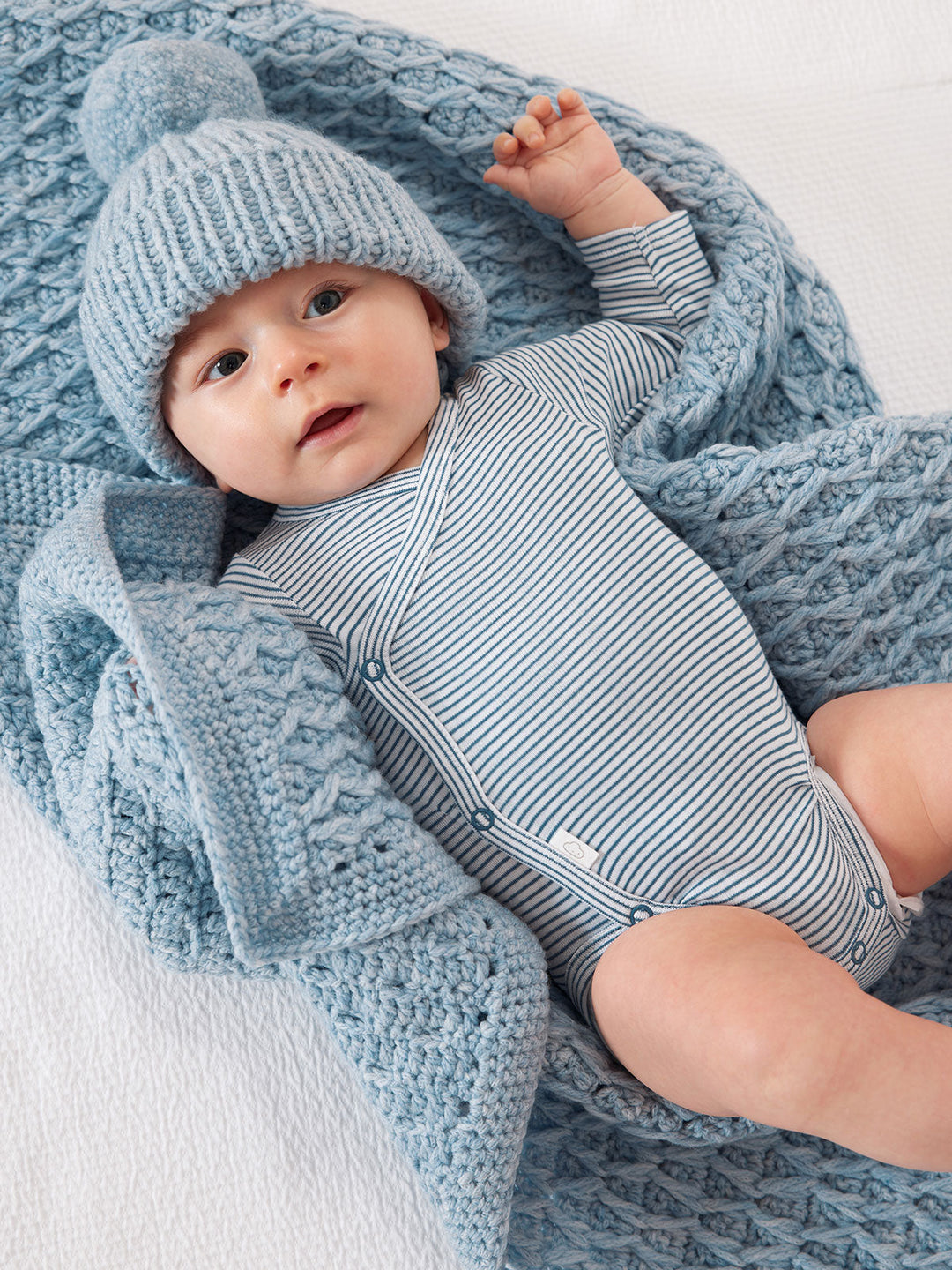 Strick- und Häkelpaket Cool Merino Big Babyset - Decke und Mütze